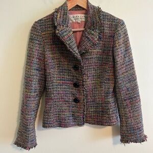 Trina Turk Vintage Wool Blend Tweed Blazer Size 4 Colorful Easter Career